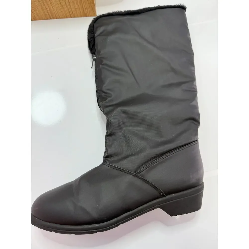 Trotters Black Winter Boots Faux Fur Lined Zip Warm Cozy Snow Cold Weather 8